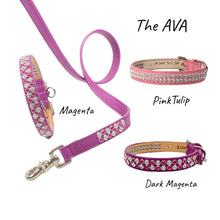 Load image into Gallery viewer, Ava Double Row Close Crystal Leather Dog Collar Product vendor