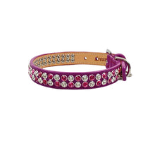 Load image into Gallery viewer, Ava Leather Dog Collar with Checkerboard Austrian Crystal Pattern Product vendor