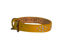 Load image into Gallery viewer, Bentley Oval Bling Pattern w-Crystal Center Leather Dog Collar