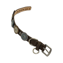 Load image into Gallery viewer, Brady Double Disc Leather Dog Collar with Crystals on Disc and Collar Product vendor