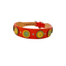 Load image into Gallery viewer, Brady Double Disc Wider Leather Dog Collar with Crystals on Disc and Collar Product vendor