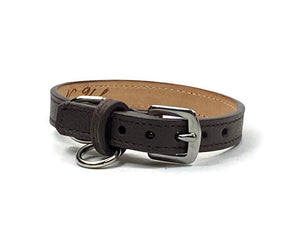 Chocolate brown leather classic dog collar