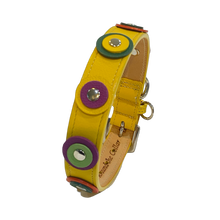 Load image into Gallery viewer, Brady Double Disc Leather Dog Collar with Nickel Stud Center