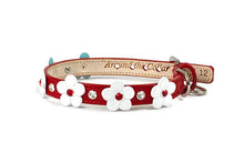 Load image into Gallery viewer, Ellie Flower Leather Cat Collar w/Crystals on Flower &amp; Strap