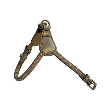 Cargar imagen en el visor de la galería, Brie Metallic Leather Step-In Dog Harness w-Crystals on Strap Product vendor