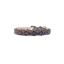 Load image into Gallery viewer, Pewter Metallic Callie Dog Collar Black Diamond &amp; Sapphire stones