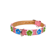 Load image into Gallery viewer, Penelope flower dog collar pink tulip leather