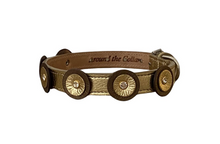 Load image into Gallery viewer, Brady Double Disc Leather Dog Collar with Crystals on Disc Product vendor