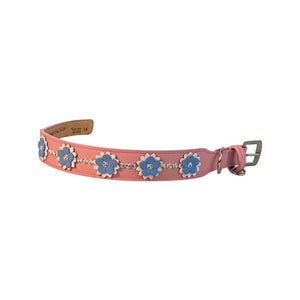 Rumi flower leather dog collar