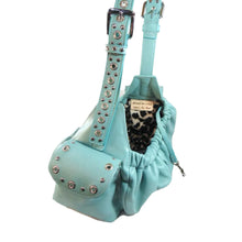 Cargar imagen en el visor de la galería, Sky Blue leather sling dog carrier