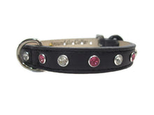 Load image into Gallery viewer, Brie Leather Dog Collar with Alternating Swarovski Crystals - Around The Collar NY