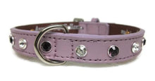 Load image into Gallery viewer, Brie Leather Dog Collar with Alternating Swarovski Crystals - Around The Collar NY