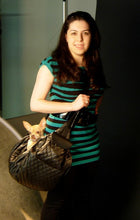 Cargar imagen en el visor de la galería, Quilted Black Sling with Leather Straps and Pocket Flaps WIP - Around The Collar NY