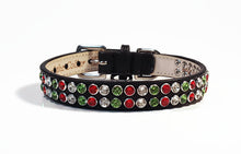 Load image into Gallery viewer, Ava Double Row Austrian Crystal Christmas Leather Dog Collar Product vendor