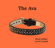 Load image into Gallery viewer, The AVA bling leather dog collar in black with jet crystals