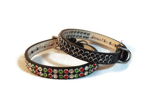 Load image into Gallery viewer, Ava Double Row Austrian Crystal Christmas Leather Dog Collar