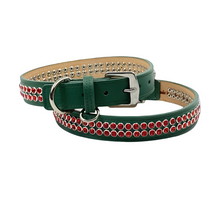 Load image into Gallery viewer, Ava Double Row Austrian Crystal Christmas Leather Dog Collar Product vendor