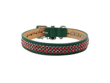 Load image into Gallery viewer, Ava Double Row Austrian Crystal Christmas Leather Dog Collar Product vendor
