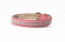 Load image into Gallery viewer, Ava Double Row Close Crystal Leather Dog Collar - Around The Collar NY