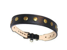 Load image into Gallery viewer, Kobe Wider Leather Dog Collar with Antique Brass Studs
