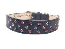 Load image into Gallery viewer, Callie Crystal Cluster Wider Leather Dog Collar - Around The Collar NY