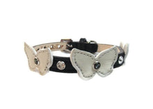Load image into Gallery viewer, Butterflies Leather Collar with Swarovski Crystals on Butterfly &amp; Collar WIP - Around The Collar NY