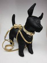 Load image into Gallery viewer, Bone All-In-One Leather Dog Harness with 3 Austrian Crystals-Holiday Product vendor