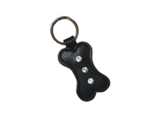 Load image into Gallery viewer, Genuine Leather Bone Key FOB with 3 Austrian Stones
