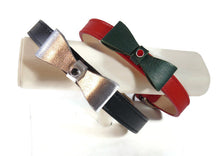 Load image into Gallery viewer, Leather Bow Dog  Collar with Swarovski Crystal on Loop - Around The Collar NY