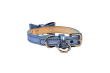 Load image into Gallery viewer, Bow Dog Leather Collar with Small Clear Crystals on Bow Product vendor