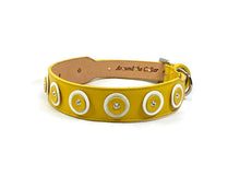 Load image into Gallery viewer, Brady Double Disc Wider Leather Dog Collar with Crystal on Disc Product vendor