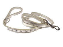 Load image into Gallery viewer, Brie Leather Leash with Single Row Swarovski Crystals - Around The Collar NY