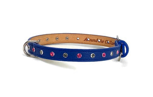 Brie Leather Dog Collar with Alternating Crystals