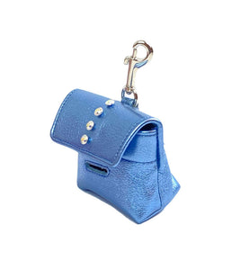 Brie Leather Poop Bag Holder with Single Row Swarovski Crystals - Around The Collar NY