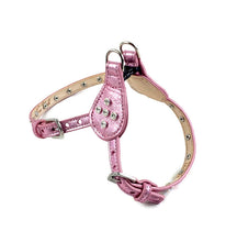 Load image into Gallery viewer, Brie Metallic Leather Step-In Dog Harness with Crystals on Straps &amp; Side Tabs
