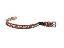 Load image into Gallery viewer, Shanti Leather Cat Collar with Alternating Single Row Swarovski Crystals Close Together WIP - Around The Collar NY