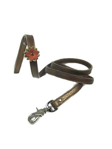 Penelope Single Leather Flower with Swarovski Crystal on Flower - Around The Collar NY