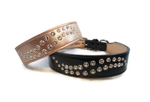 Load image into Gallery viewer, Carmel Double Row Swirl Crystals Wide Dog Collar Product vendor