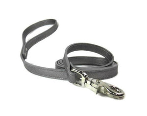 Pewter Metallic Leather Dog leash custom made by Around the Collar