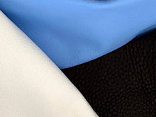 Cargar imagen en el visor de la galería, Cornflower Blue, Black White leather for custom made leather dog and cat accessories. Made by Around the Collar