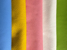 Cargar imagen en el visor de la galería, Cornflower Blue, Yellow. Pink Tulip, White, Mint leather for pet accessories by Around the Collar. Leather dog collar, leash, harness, poop bag holder. Sling carrier. Matching key FOB