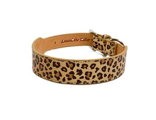 Load image into Gallery viewer, Classic leopard leather dog collar. Wider wide for a bigger dog. Custom made in USA by Around the Collar