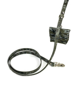 Camouflage Leather classic poop bag holder & leash