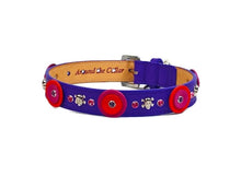 Load image into Gallery viewer, Brady Double Disc Leather Dog Collar with Skull Heads & Austrian Crystals Product vendor