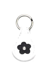 Load image into Gallery viewer, Ellie Leather Key FOB Swarovski Crystal on Flower - Around The Collar NY