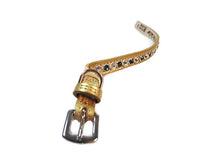 Load image into Gallery viewer, Shanti Leather Cat Collar with Alternating Single Row Swarovski Crystals Close Together WIP - Around The Collar NY