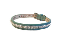 Load image into Gallery viewer, Hopee Leather Dog Collar with Single Row of Square Crystals Close Together - Around The Collar NY