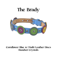 Load image into Gallery viewer, Brady Double Disc Leather Dog Collar with Crystals on Disc and Collar Product vendor
