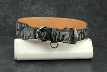 Load image into Gallery viewer, Camouflage gray leather dog collar. For bigger dog. Wider width Custom made in USA by Around the Collar