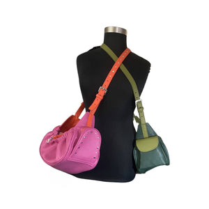 Bells Leather Sling Carrier with Stud Ornamentation & Side Zipper Pocket
